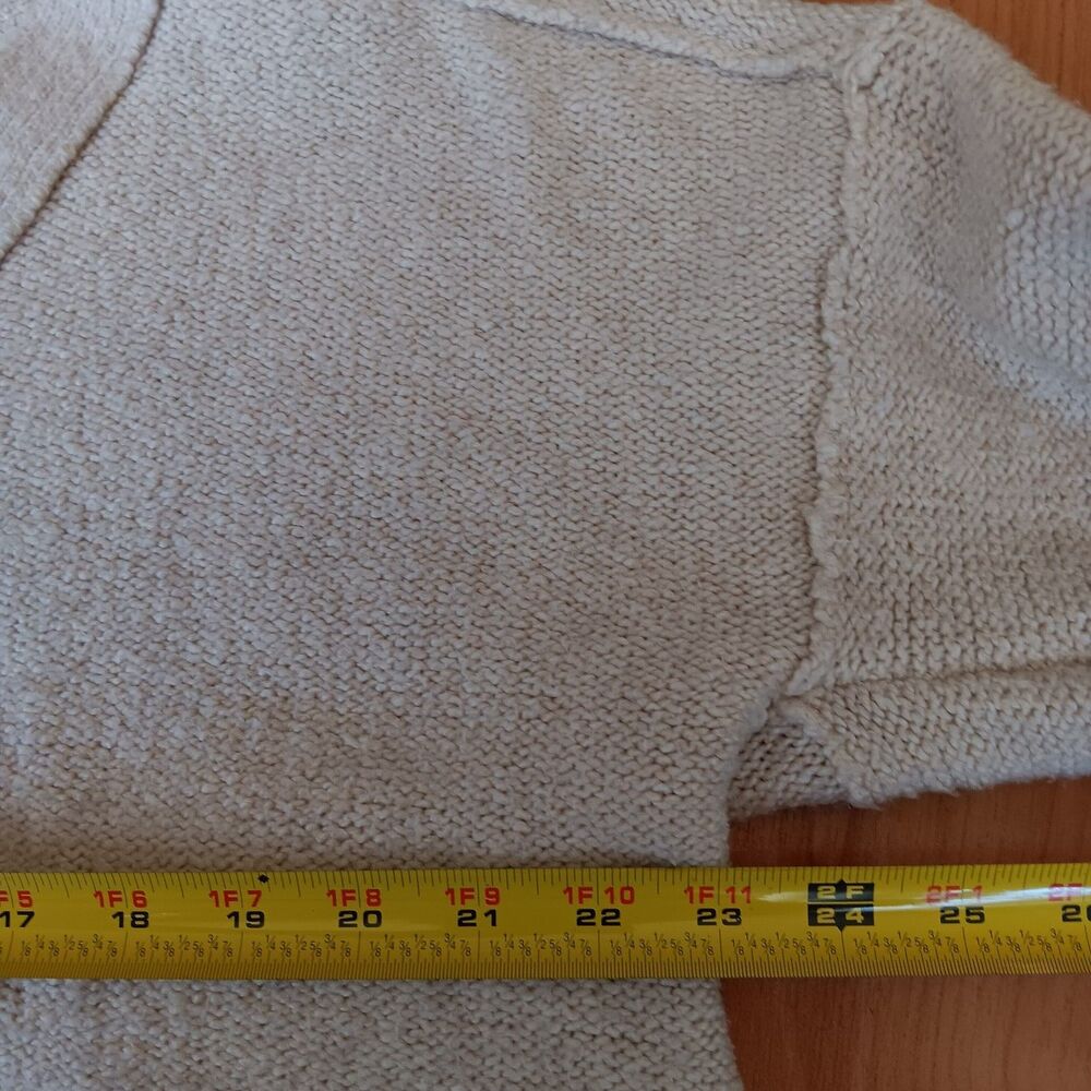 Pilcro Cropped V Neck Oatmeal Exposed Seam Sweater Preppy MP Tennis Old Money‎ - Picture 3 of 8